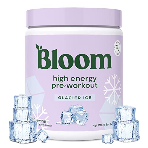 Bloom Nutrition Pre Workout Powder, Amino Energy with Beta Alanine, Ginseng & L Tyrosine, Natural Caffeine Powder from Green Tea Extract, Sugar Free & Keto Drink Mix (High Energy Gacier Ice)