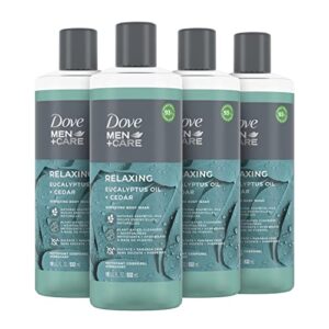 dove men+care body wash for a refreshing shower experience eucalyptus cedar body wash for men, 18 fl oz (pack of 4)