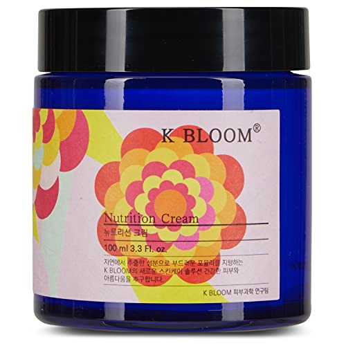 K BLOOM Nutrition Cream / Korean Skin Care Nutrition Face Cream / Facial Moisturizer for Dry and Combination Skin Types / Healthy & Natural Ingredients Deeply Moisturize Skin - 100ml 3.4 Fl Oz