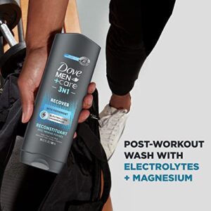 DOVE MEN + CARE Post-Workout 3-IN-1 (Body + Face + Hair Wash) With Peppermint 4 Count Infused with Electrolytes + Magnesium 18 oz