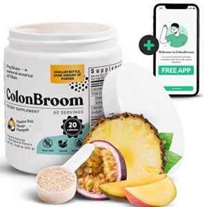 ColonBroom Psyllium Husk Powder Colon Cleanser (Tropical Fruits) - Vegan, Gluten Free Fiber Supplement - Safe Colon Cleanse for Constipation Relief, Bloating Relief & Gut Health (60 Servings)