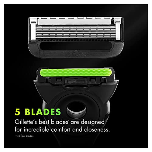 Gillette Razors for Men with Exfoliating Bar by GilletteLabs, Shaving Kit for Men, Includes 1 Handle, 4 Razor Blade Refills, 1 Premium Magnetic Stand