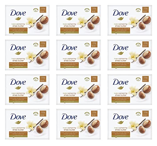 Dove, Purely Pampering Bar Soap with Shea Butter and Vanilla - 3.5 Ounce (100G) - Pack of 12