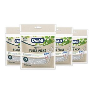 oral-b eco sustainable dental floss picks, mint, 75 picks (pack of 4)