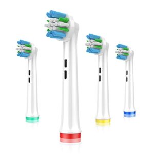replacement toothbrush heads compatible with braun oral-b electric toothbrushes, 4pcs, accessories for vitality flossaction, fit oral b handles 3756 3757 3744 3765 3709 4729