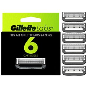 gillette mens razor blade refills with exfoliating bar by gillettelabs, compatible only with gillettelabs razors with exfoliating bar and heated razor, 6 razor blade cartridges