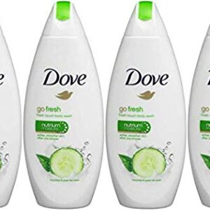 Dove Go Fresh Cool Moisture Fresh Touch Body Wash, Cucumber and Green Tea, 16.9 Oz / 500 Ml (Pack of 4) International Version