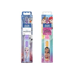 oral-b pro-health jr. battery powered kid’s toothbrush featuring disney’s frozen, soft, 1 ct & disney princess power kid’s toothbrush 1 count characters may vary