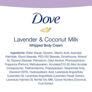 Dove Whipped Body Cream Dry Skin Moisturizer Lavender and Coconut Milk Nourishes Skin Deeply, 10 Ounce (Pack of 3)