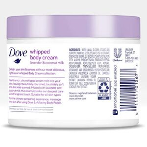 Dove Whipped Body Cream Dry Skin Moisturizer Lavender and Coconut Milk Nourishes Skin Deeply, 10 Ounce (Pack of 3)