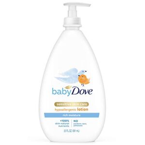 baby dove sensitive skin care body lotion for delicate baby skin rich moisture with 24-hour moisturizer, 20 fl oz (package may vary)