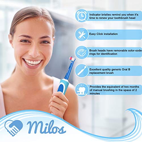 Milos Replacement Toothbrush Heads for Kids - Pack of 16 Oral B and Braun Compatible Replacements