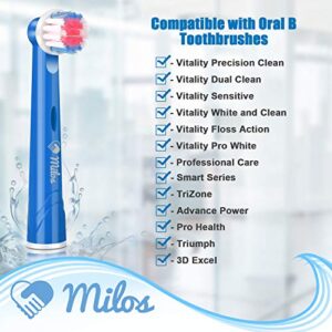 Milos Replacement Toothbrush Heads for Kids - Pack of 16 Oral B and Braun Compatible Replacements