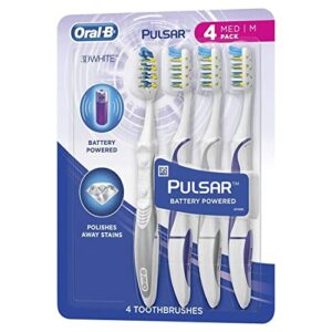 oral-b pulsar vibrating bristles toothbrush, medium, 4 pack