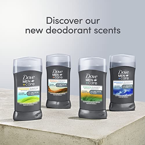 Dove Men+Care Deodorant Stick For Men Foresta Sunset 3 Count Aluminum Free 72-Hour Odor Protection Mens Deodorant With Essential Oils & 1/4 Moisturizing Cream 3oz