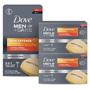 dove men+care soap bar for smooth and hydrated skin care skin defense effectively washes away bacteria while nourishing your skin, 3.75 ounce (pack of 14)