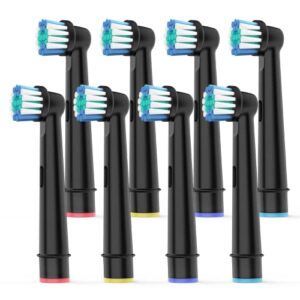 toothbrush heads for oral b, 8 pack precision clean electric toothbrush replacement heads replacement toothbrush heads for effective teeth whitening and oral health, black