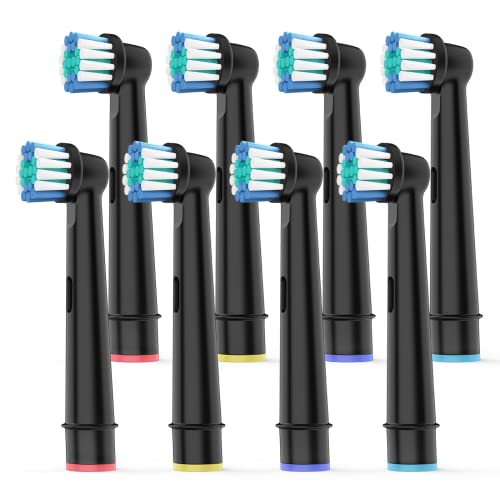 Toothbrush Heads for Oral B, 8 Pack Precision Clean Electric Toothbrush Replacement Heads Replacement Toothbrush Heads for Effective Teeth Whitening and Oral Health, Black