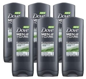 dove men care body & face wash, minerals and sage – 13.5 fl oz / 400 ml x 6 pack case, made in germany