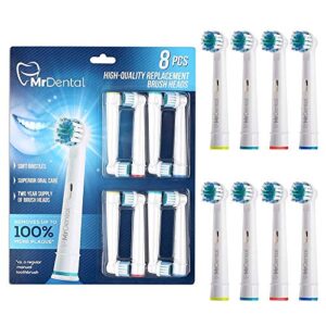mr. dental premium oral-b braun compatible replacement toothbrush heads 8 pack (2 year supply) for superior care, soft bristles.
