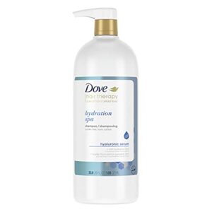 dove hydration spa therapy shampoo with hyaluronic serum for dry hair, 33.8 fl oz