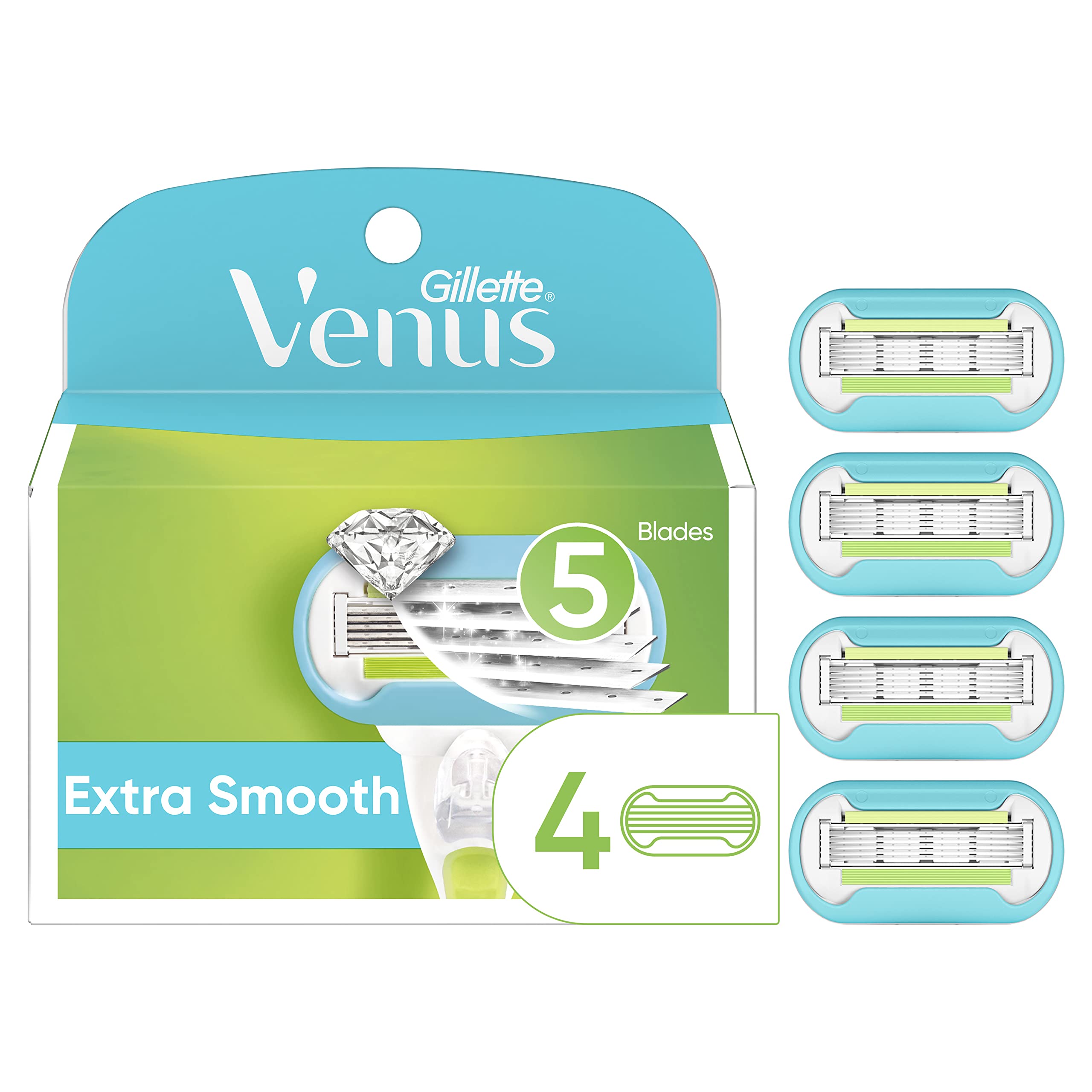 Gillette Venus Extra Smooth Womens Razor Blade Refills, 4 Count, Designed for a Close, Smooth Shave