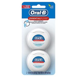 oral-b essential floss, waxed, unflavored, 54 yards (50 meters) – pack of 2
