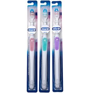 oral-b gum care extra soft toothbrush for sensitive teeth and gums, compact small head, (colors vary) – pack of 3
