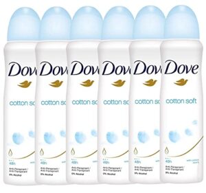 dove antiperspirant 48 hours body spray, cotton soft deodorant, 6 packs x 150 ml / 5 fl.oz (international version)