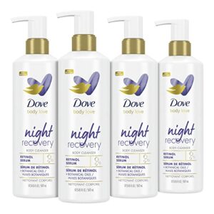 dove body love body cleanser night recovery 4 count for dry and worn down skin body wash with retinol serum and botanical oils 17.5 oz