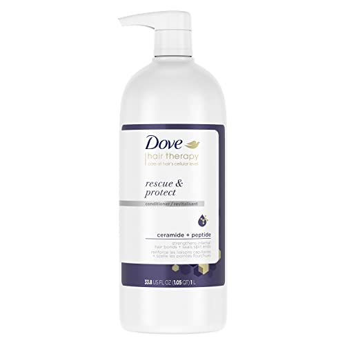 Dove Hair Therapy Serum + Conditioner Hair Care For Split Ends and Damaged Hair Rescue and Protect Visibly Repairs Hair in 1 Minute 33.8 fl oz