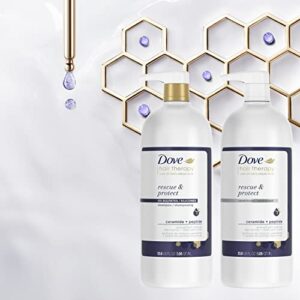 Dove Hair Therapy Serum + Conditioner Hair Care For Split Ends and Damaged Hair Rescue and Protect Visibly Repairs Hair in 1 Minute 33.8 fl oz