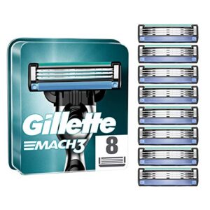 gillette mach3 razor blades for men with stronger-than-steel blades, 8 refills (packaging may vary)