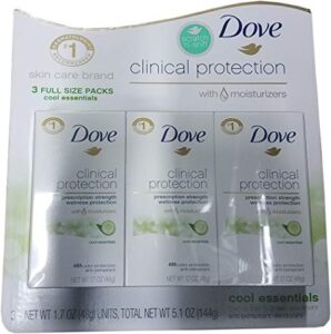 dove clinical protection cool essentials anti-perspirant deodorant, 1.7 fl oz pack of 3
