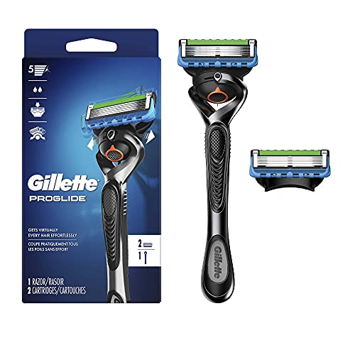 Gillette ProGlide Razors for Men, 1 Gillette Razor, 2 Razor Blade Refills