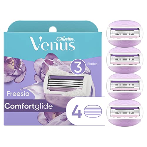 Gillette Venus ComfortGlide Freesia Women's Razor Refills, 4 Refills (Packaging May Vary)