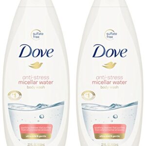 Dove Body Wash - Anti-Stress Micellar Water - Ultra Mild & Gentle - Sulfate Free - Net Wt. 22 FL OZ (650 mL) Per Bottle - Pack of 2 Bottles