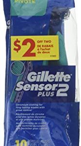 Gillette Mens Sensor 2 Plus Disposable Razor (10 Count)
