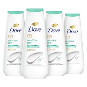 dove body wash sensitive skin 4 count hypoallergenic, paraben-free, sulfate-free, cruelty-free, moisturizing skin cleanser effectively washes away bacteria while nourishing skin 20 oz