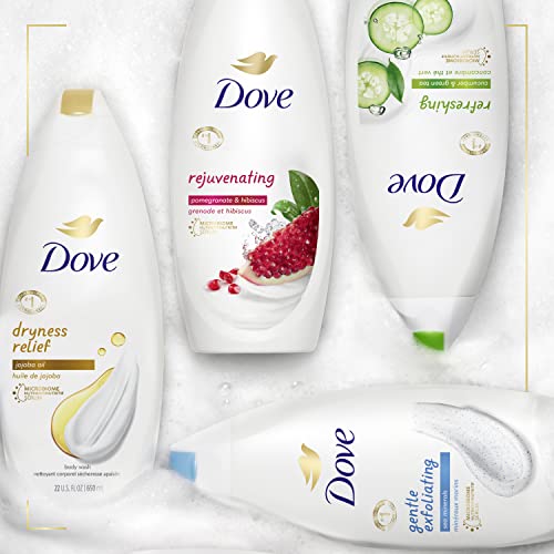 Dove Body Wash for Dry Skin Dryness Relief Effectively Washes Away Bacteria While Nourishing Your Skin 22 oz (Pack of 4)