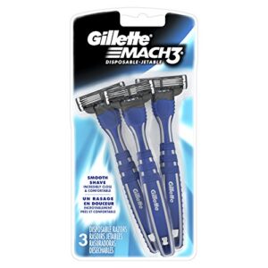 gillette mach3 men’s disposable razor, 3 count, mens razors/blades
