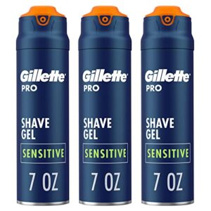 gillette pro shaving gel for men, cools to soothe skin and hydrates facial hair, pack of 3 – total 21 oz, proglide sensitive 2 in 1 shave gel