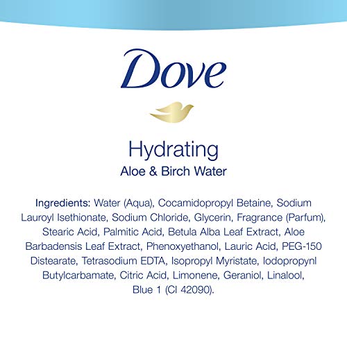 Dove Body Wash 100% Gentle Cleansers, Sulfate Free Hydrating Aloe and Birch Bodywash Gives You Softer, Smoother Skin After Just One Shower, 22 Fl Oz (Pack of 4)