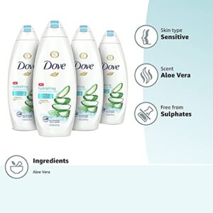 Dove Body Wash 100% Gentle Cleansers, Sulfate Free Hydrating Aloe and Birch Bodywash Gives You Softer, Smoother Skin After Just One Shower, 22 Fl Oz (Pack of 4)