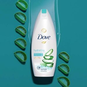 Dove Body Wash 100% Gentle Cleansers, Sulfate Free Hydrating Aloe and Birch Bodywash Gives You Softer, Smoother Skin After Just One Shower, 22 Fl Oz (Pack of 4)