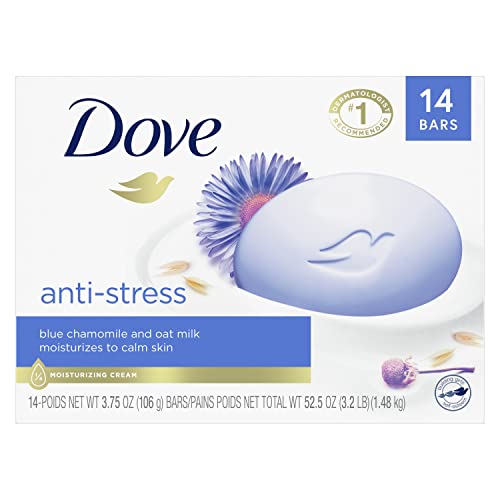 Dove Beauty Bar Gentle Cleanser Moisturizes To Calm Skin Anti-Stress Cream Bar Gentle Bar Soap Cleanser Made With 1/4 Moisturizing Cream 3.75 oz 14 Count