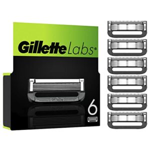 gillette labs razor blades men, pack of 6 razor blade refills, compatible with gillettelabs with exfoliating bar and heated razor
