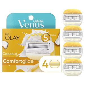 gillette venus comfortglide womens razor blade refills, 4 count, infused with olay coconut scent