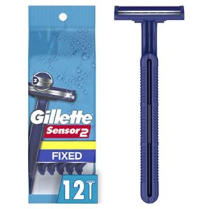 gillette sensor2 men’s disposable razor, 12 count (pack of 3), blue