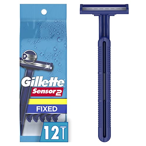 Gillette Sensor2 Men's Disposable Razor, 12 Count (Pack of 3), Blue